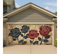 Couverture de porte de garage vintage rustique, grande bannière florale rustique pour garage, décoration de fond de fête en plein air, 397 x 180 cm