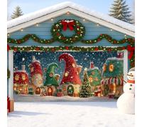Couverture de porte de garage Winter Wonderland, décorations colorées de maison de vacances, décoration de fête de Noël intérieure et extérieure, 397 x 180 cm