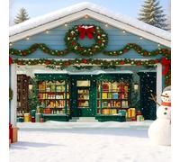 Couverture de porte de garage Winter Wonderland, scène de vacances festive avec bonhomme de neige et décoration de Noël, décoration de fond de fête de Noël intérieure et extérieure, 397 x 180 cm
