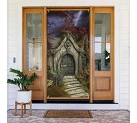 Couverture de porte de jardin féérique gothique - Bannière de porte de bienvenue saisonnière - Printemps été - Bannière de porche - Fond photo pour intérieur et extérieur - 183 x 90 cm