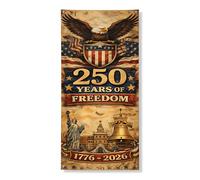 Couverture de porte de la liberté patriotique décorative, vintage Americana Eagle étoiles et rayures Décoration de porte d'entrée, fournitures de fête de l'indépendance intérieure ou extérieure, 91,4