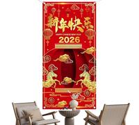 Couverture De Porte De L'année Cheval - Bannière Nouvel An Chinois 2026, 70,8 X 35,4 Pouces, Décoration Du Festival D Printemps Du Zodiaque Pour Porte D'entrée, Porche Et Mur, Toile De En