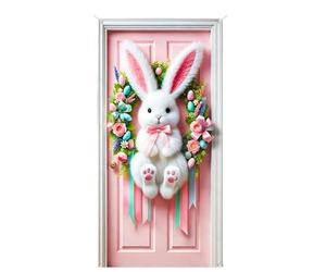 Couverture de porte de lapin de Pâques - Couverture de porte joyeuses Pâques, décoration de maison de printemps | Bannières Happy Spring pour les vacances, les-fêtes d'anniversaire, les-bureaux, la ma