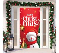 Couverture De Porte De NoëL,210x90cm,DéCoration PèRe NoëL,éLan, Sapin De NoëL,Christmas Door Cover,Avec éLastique,Porte Suspendue BannièRe ArrièRe-Plan Pour L'EntréE D'Une FêTe à La Maison (Color 1)