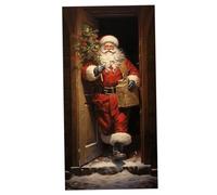 Couverture de Porte de Noël 35 x 79 cm, Couverture Porte Père Noël réutilisable en Tissu élastique, décorations pour l'hiver, intérieur et extérieur, bannière, décorations fête fe