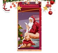 Couverture de porte de Noël - 80 x 150 cm, accessoires de cabine photo, décorations pour porte, fête amusante de Père Noël, accessoire de décoration pour porte et fenêtre