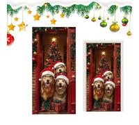 Couverture de porte de Noël - Accessoires de 2D pour les vacances d'hiver | Film décoratif de porte intérieur et extérieur - Maison, cuisine, fête, entrée, décoration festive