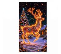 Couverture de porte de noël, bannière fête suspendue pour porche garage | Impression fluorescente vive, polyester, facile à accrocher, décoration de Noël intérieure/extérieure.