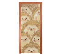 Couverture de porte de Noël beige avec motif hérisson mignon de dessin animé 89,9 x 200,9 cm dans une bannière Just Married Décoration de fête et fournitures pour la maison M