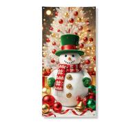 Couverture de porte de Noël bonhomme de neige, style festif au pays des merveilles d'hiver, décoration d'intérieur et d'extérieur 91,4 x 183 cm