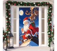 Couverture De Porte De NoëL De 90 X 210 Cm,Christmas Door Cover,Avec éLastique,BannièRe De Porte D'EntréE,Toile De Fond Pour Photographie De NoëL,Accessoires D'IntéRieur Et D'ExtéRieur (Color 1)