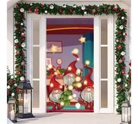 Couverture De Porte De NoëL De 90 X 210 Cm,Christmas Door Cover,Avec éLastique,BannièRe De Porte D'EntréE,Toile De Fond Pour Photographie De NoëL,Accessoires D'IntéRieur Et D'ExtéRieur (Color 2)