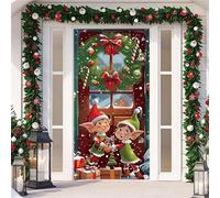 Couverture De Porte De NoëL De 90 X 210 Cm,Christmas Door Cover,Avec éLastique,BannièRe De Porte D'EntréE,Toile De Fond Pour Photographie De NoëL,Accessoires D'IntéRieur Et D'ExtéRieur (Color 10)