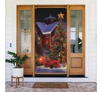 Couverture de porte de Noël - Décoration de porte d'entrée - Bannière à suspendre - Fond photo - Printemps été - Décoration saisonnière - Panneau de porche pour intérieur ou extérieur - Vacances de