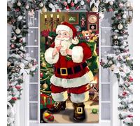 Couverture de Porte de Noel Decoration Suspendue Bannière Toile de Fond de Noël, Décorations de Noël Bannière de Porte pour Décoration Vacances Hiver Porte Entrée Maison (Père Noël)
