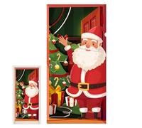 Couverture de porte de Noël, décorations de porte de Noël - Décoration de porte Père Noël - Décoration de porte de Noël, imprimé amusant de Père Noël, fond de festival, couverture de porte pour Par