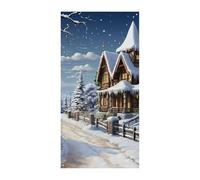 Couverture de porte de Noël et d'hiver - Drapeau à suspendre - Décoration saisonnière pour porte d'entrée et porche