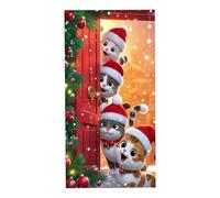 Couverture de porte de Noël | Imperméable et réutilisable | Bannière de porte de Noël à quatre chats pour intérieur ou extérieur, bureau, appartement, salon, entrée, porche, fête
