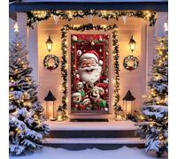 Couverture de porte de Noël « Merry Christmas » - Bannière de Noël avec motif chats et chiens mignons - Bannière à suspendre pour fête du Nouvel An, vacances d'hiver - Décorations de Noël (B, 200 x 90