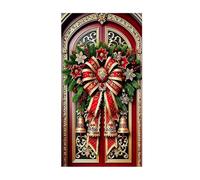 Couverture de porte de Noël - Toile de Golden Bell | Bannière de fête | Tissu imprimé 2D, affichage suspendu festif, accent de photographie de porche, décor de rassemblement saisonnier, utilisation