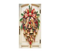 Couverture de porte de Noël - Toile de Golden Bell | Bannière de fête | Tissu imprimé 2D, affichage suspendu festif, accent de photographie de porche, décor de rassemblement saisonnier, utilisation