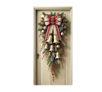 Couverture de porte de Noël - Toile de Golden Bell | Bannière de fête | Tissu imprimé 2D, affichage suspendu festif, accent de photographie de porche, décor de rassemblement saisonnier, utilisation