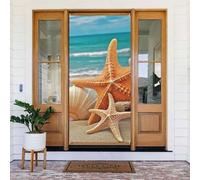 Couverture de porte de plage en forme d'étoile de mer, coquillage, bienvenue au printemps saisonnier, bannière de porte, bannière de porche, arrière-plan photo, fête de vacances, décoration intérieure