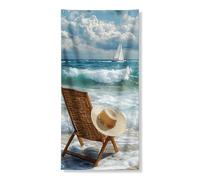 Couverture de porte de scène de plage, paysage de vagues côtières tropicales pour la maison d'été, décoration nautique pour intérieur et extérieur, 91,4 x 183 cm