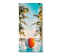 Couverture de porte de scène de plage tropicale, art paradisiaque d'été dynamique pour porte d'entrée saisonnière, décoration intérieure ou extérieure au bord de la piscine, 91,4 x 183 cm