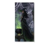 Couverture de porte de sorcière d'Halloween - Bannière décorative sur le thème de la sorcière enchantée - Décoration de porte d'entrée intérieure ou extérieure - Fournitures de vacances effrayantes