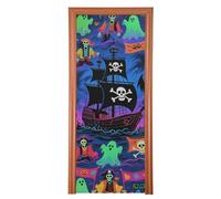 Couverture de porte de toilettes pirate Happy Halloween 89 x 200 cm Bannière de porte de printemps Décoration et fournitures pour la maison M