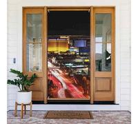 Couverture de porte de ville nocturne de Las Vegas - Bannières de porte de bienvenue au printemps - Bannière de porche - Fond photo saisonnier - Couvertures de porte d'entrée saisonnières - Décoration