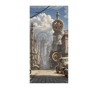Couverture de porte de ville steampunk printemps été à suspendre drapeau panneau extérieur saisonnier vacances cour décoration pour porte d'entrée et porche