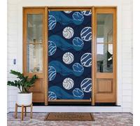 Couverture de porte de volley-ball bleu - Bannière à suspendre pour porte d'entrée - Fond photo - Printemps été - Décoration saisonnière - Panneau de porche pour intérieur ou extérieur - Vacances de