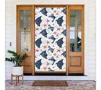 Couverture de porte décorative à imprimé étoiles de mer de Manta Ray, décoration de bannière de porte pour l'intérieur et l'extérieur, printemps, été, automne, hiver, Halloween, Noël