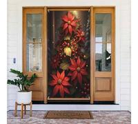 Couverture de porte décorative à motif floral rouge n° 217 pour intérieur/extérieur, printemps, été, automne, hiver, Halloween, Noël