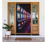 Couverture de porte décorative avec impression de casino réaliste n°14 pour intérieur/extérieur, printemps, été, automne, hiver, Halloween, Noël