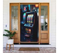 Couverture de porte décorative avec impression de casino réaliste n°8 pour intérieur/extérieur, printemps, été, automne, hiver, Halloween, Noël