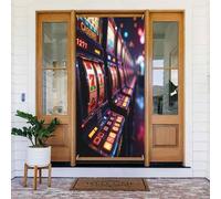 Couverture de porte décorative avec impression de casino réaliste n°9 pour intérieur/extérieur, printemps, été, automne, hiver, Halloween, Noël