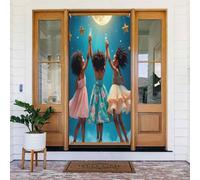 Couverture de porte décorative avec impression de lune et danse abstraite n° 14 pour intérieur/extérieur, printemps, été, automne, hiver, Halloween, Noël, décorations d'intérieur