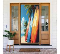 Couverture de porte décorative avec impression de plage classique n° 107 pour intérieur/extérieur, printemps, été, automne, hiver, Halloween, Noël, décoration d'intérieur