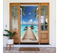 Couverture de porte décorative avec impression de plage classique n° 109 pour intérieur/extérieur, printemps, été, automne, hiver, Halloween, Noël, décoration d'intérieur