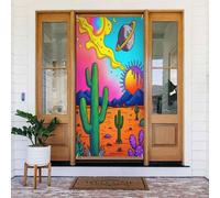 Couverture de porte décorative avec imprimé cactus mignon n° 97 pour intérieur/extérieur, printemps, été, automne, hiver, Halloween, Noël, décoration d'intérieur