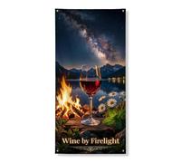 Couverture de porte décorative avec lumière de feu de vin, horizon nocturne romantique, scène naturelle, décoration de porte d'entrée, fournitures de célébration d'été pour intérieur ou extérieur