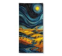 Couverture de porte décorative avec motif paysage de coucher de soleil - Scène naturelle des collines roulantes - Décoration de porte d'entrée, intérieur ou extérieur - Fournitures de festival