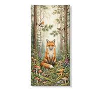 Couverture de porte décorative avec motif renard de la forêt - Décoration de porte sur le thème de la nature - Pour intérieur ou extérieur - Fournitures de célébration saisonnières d'automne - 91,4 x