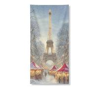 Couverture de porte décorative avec scène de Paris hivernale - Décoration festive d'intérieur et d'extérieur - 91,4 x 183 cm