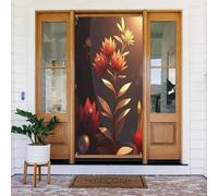 Couverture de porte décorative classique avec impression botanique orange brûlée n° 97 pour intérieur/extérieur, printemps, été, automne, hiver, Halloween, Noël