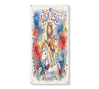 Couverture de porte décorative de 250 ans avec chevaux 91,4 x 183 cm, 4 juillet à suspendre pour porte d'entrée, intérieur ou extérieur