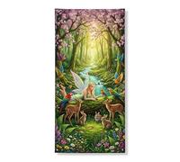 Couverture de porte décorative de forêt féérique - Scène de nature enchantée - Décoration de porte d'entrée - Intérieur ou extérieur - Printemps - Été - Toile de fond à suspendre - Fournitures de